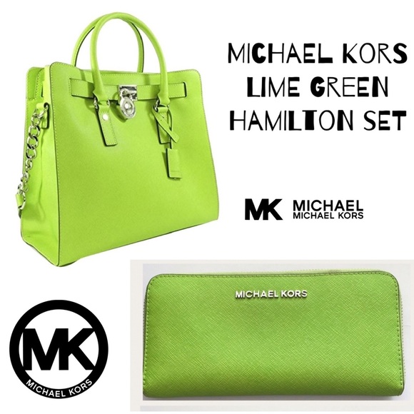 Michael Kors Handbags - Lime Green MK Michael Kors Hamilton Purse Wallet